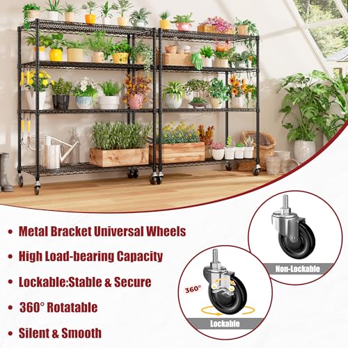 Image of PrimeZone 55.5 inchW x 24 inchD x 80 inchH Heavy Duty Wire Shelving with Wheels 2400LBS | 4 Tier Wire Garage Shelving Unit, NSF Tote Storage Rack, Industrial Metal Shelves, 4 inch Rolling Commercial Shelf Organizer 4PCS