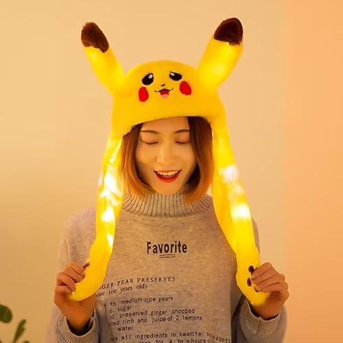 Fhavent Bunny Hat with Moving Ears Rabbit Hat Ear Moving Jumping Funny Bunny Plush Hat Cap for Kids Girls Christmas Party Hat (Glow Yellow)