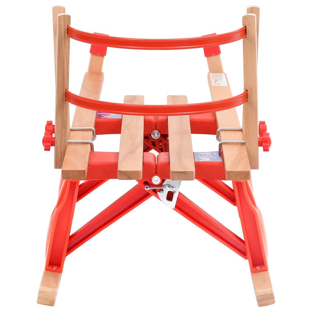 Klappschlitten Holz mit Rückenlehne robuste Metallkufen Zugseil faltbar leicht Kinder Erwachsene Winter Outdoor Berg Piste Rodel Spaß