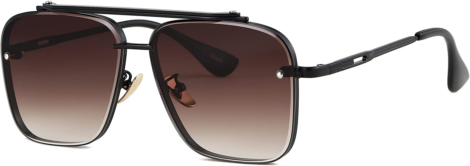 Fashion Trendy Square Aviator Gradient Sunglasses For Women Men Vintage Metal Sun Glasses