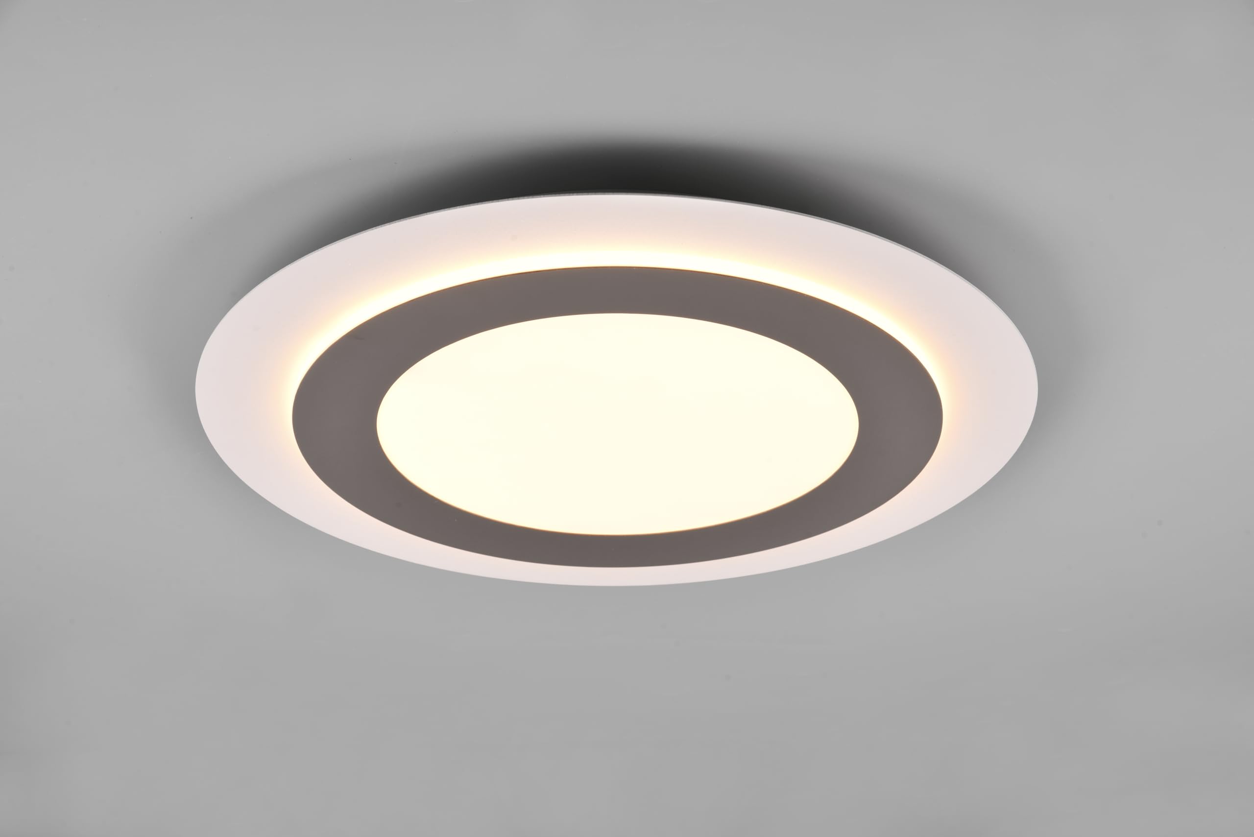 Trio Morgan 641519207 Lámpara de techo LED, metal, blanco mate, acrílico, con LED de 46 W, mando a distancia