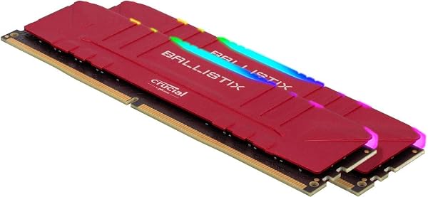 Crucial Ballistix BL2K8G32C16U4RL RGB, 3200 MHz, DDR4, DRAM, Mémoire Kit pour PC de Gamer, 16Go (8Go x2), CL16, Rouge - 3