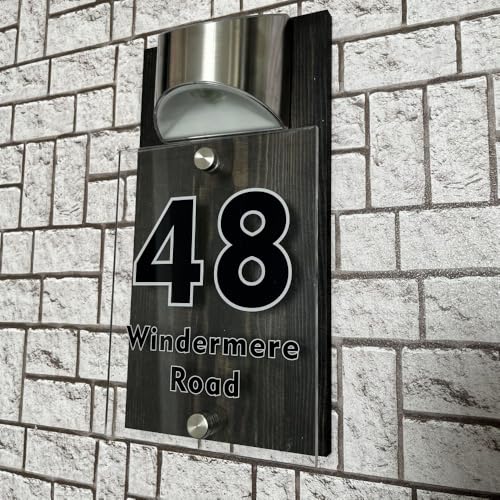 Plaque de porte solaire noire 15x29cm avec numéro de maison