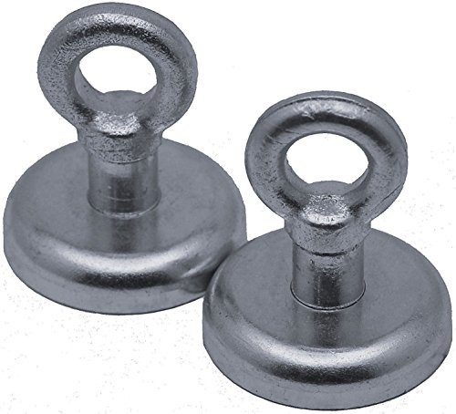 Two Eye Bolt Neodymium Rare Earth Hook Magnets with 50 Pound Weight Capacity Each