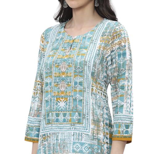 Image of BIBA Women Rayon Straight Printed Kurta|Regular Fit