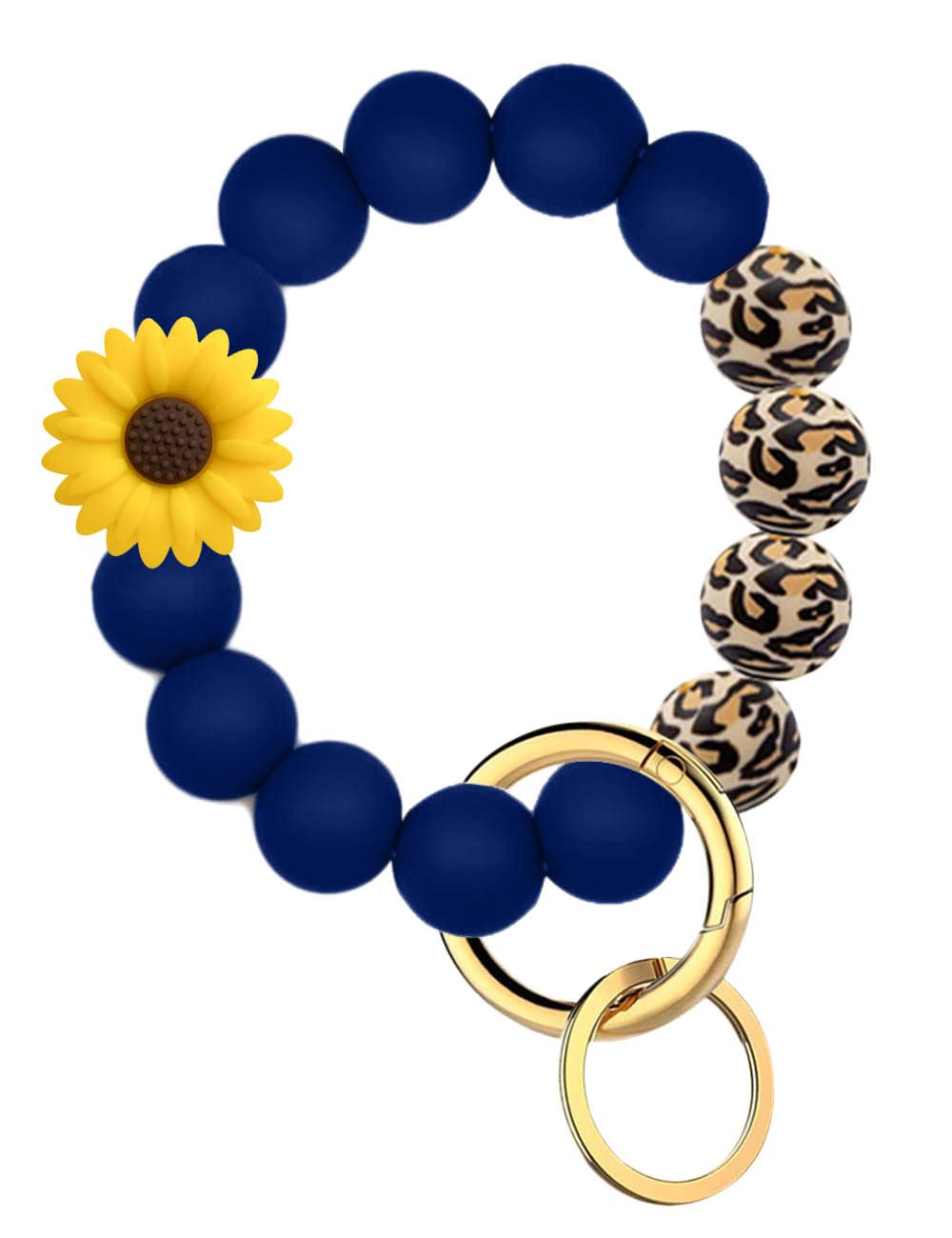 BattleTimSilicone Daisy Flower Bracelet Keychain Bead Stretchy Key Chain Rings Keyring Holder Bracelets for Women