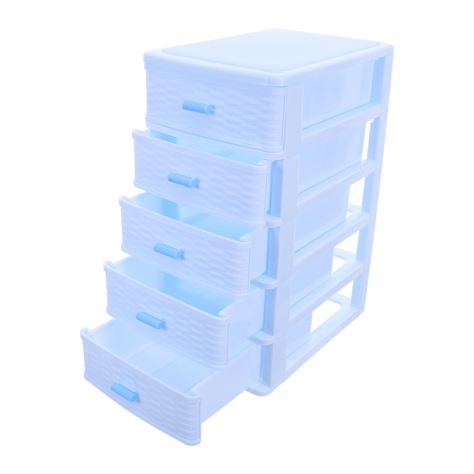 GALPADA Organizzatore da Scrivania in Plastica Blu 5 Cassetti Scomparti Scorrevoli, Mobiletto Portaoggetti Compatto per Cancelleria, Gioielli e Accessori, Salvaspazio per Ufficio e Casa