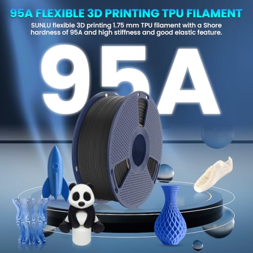 Image of SUNLU TPU Filament 1.75mm,(4kg,Black+White+Grey+Transparent,95a TPU)