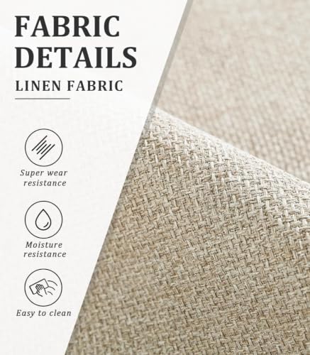 Image of Set of 4 Chairs 360 Degree Rotating Legs Stylish, Modern, Elegant & Comfortable Linen Fabric Arms Chairs for Dinning Living Hotel Cafe (Beige Linen Set of 4)