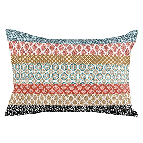 Boho Outdoor Pillow Covers Waterproof, Colorful Striped Ethnic Modern Geometric Abstract Art All Weather Cushion Case Set of 2, Lumbar Pillowcase for Sofa Couch Bed Decor Patio Furniture 20