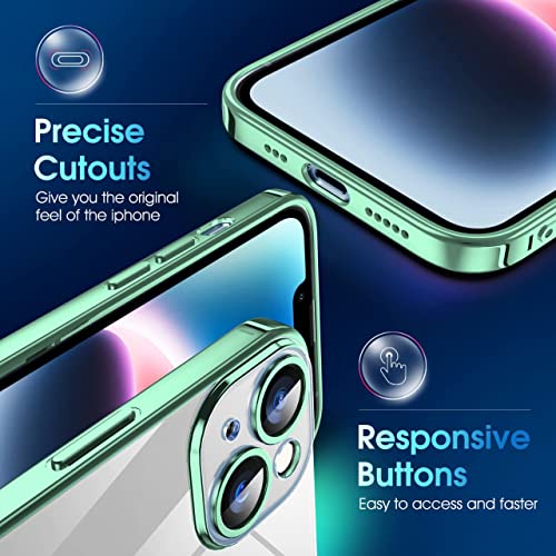 Image of DIZORO Thermoplastic Polyurethane Transparent Case Compatible with iPhone 13 (6.1 inch), Luxury Electroplated Soft Edge Bumper Case, Full Camera Protection & Shockproof Case Cover (Green)
