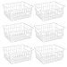 iPEGTOP Metalowe kosze, organizer do przechowywania żywności, druciany kosz do przechowywania zamrażarki, kosz na śmieci z uchwytami do szafek kuchennych, spiżarni, zamrażarki, łazienki, szaf, zestaw 6 sztuk, biały
