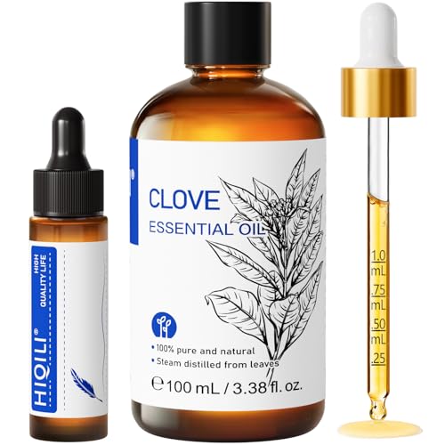 HIQILI 100ML Aceite de Clavo para Dientes y Encías, Dolores Dentales, Spray, Aromaterapia, 100% Puro Natural
