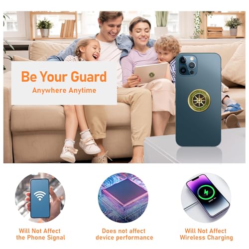 Image of 6 Pcs Protection Cell Phone Stickers 99% Effective Protector Cell & Smart Phones /Laptops /Tablets /TV /Monitors - All Devices Brown Cyan, JA-04