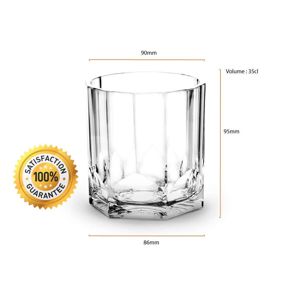 RB Verres à Whisky Plastique Supérieure Incassables Réutilisables 35cl, Lot de 6