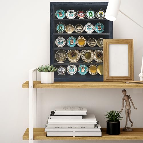 Image of GMFrames 11x14 Wooden Shadow Box Frame with Removable Shelves Deep Display Case for Military Medals Keepsakes Black