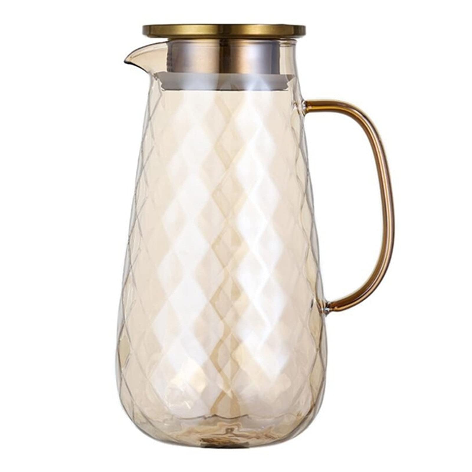 Transparenter Kühlschrankwasser-Fruchtkrug, Glaskrug Mit Deckel, Eisteekrug, Wasserkrug, Heißes Und Kaltes Wasser Für Limonade, Eistee,Amber-One Size