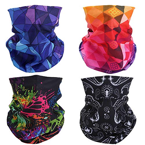 Mogokoyo 4 Stück Damen Herren Kinder Multifunktionstuch/Sturmmaske/Halstuch/Schlauchtuch für Motorrad Fahrrad Bergsteigen in vielen Farben (#2)