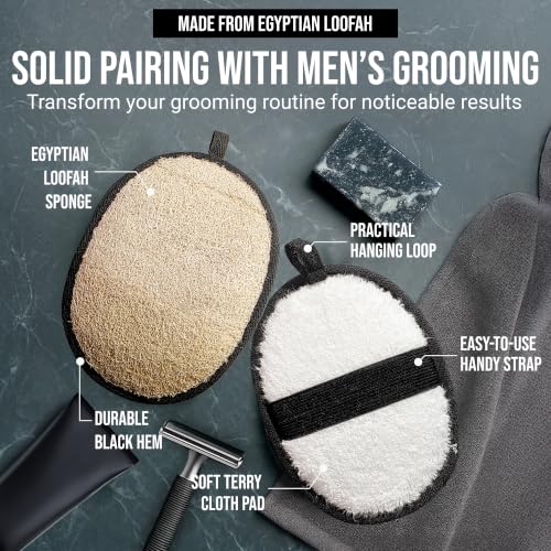 Image of SERRENTO Mens Loofah Body Scrubber - Shower Sponge Luffa 2PCS Baths Hygiene
