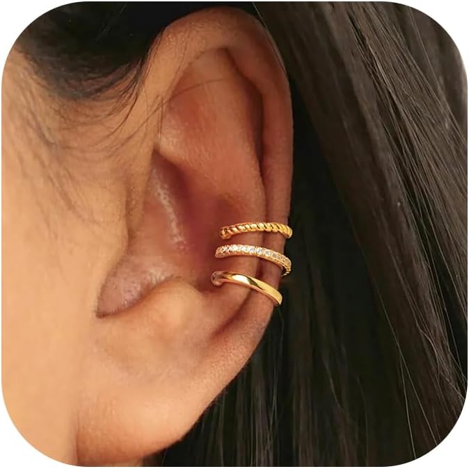 Gold Ear Cuffs Earrings for Women Non Piercing –...