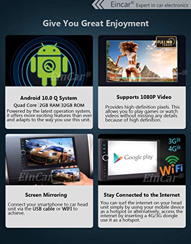 Android 10.0 Car Radio Double Din Car Stereo GPS Navigation 2G+32G Bluetooth Head Unit 7 inch Touchscreen 2 Din Car Audio Video Player Support Phone Mirror OBD2 3G/4G/WiFi USB SD AUX + Backup Camera