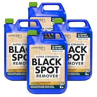 Jarder Super Strength Black Spot Remover 4 x 5L - Elimimates Black Spot, Lichen, Dirt, Grime, Mould and More - Use on Concrete, Block Paving, Patio Slabs, Driveways and More