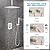 Backnets Thermostatic Shower System 16 Inch Ceiling Mount Brushed Nickel Shower System Bathroom Luxury Rain Mixer Shower Set with Handheld (All Functions Can Run Simultaneously)
