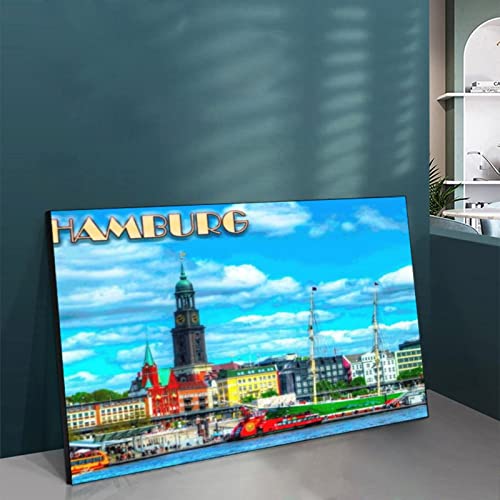 Posters Vintage Hamburg St. Paul's Tower Travel Poster Cityscape Wall Art Modern Wall Art Canvas Wall Art For Living Room Bedroom Office Kitchen Decor 24X32Inch(60X80Cm) Frame-Style #TOP4