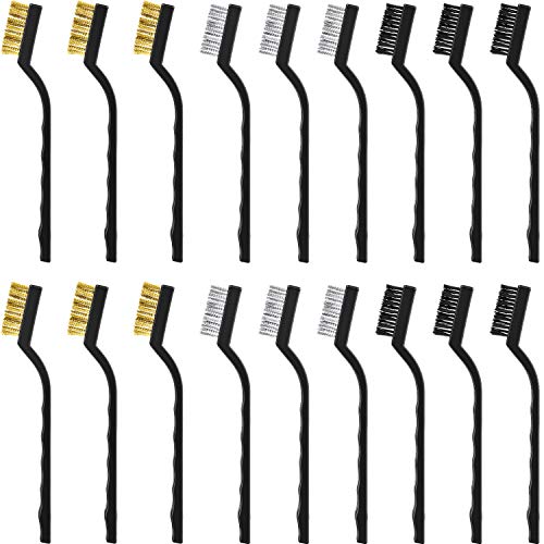 18 Pieces Wire Brush (Stainless Steel, Brass and Nylon) for Cleaning Welding Slag and Rust Scratch Wire Brush Curved Handle Slag Brush Masonry Brush Wire Bristle Rust Brush