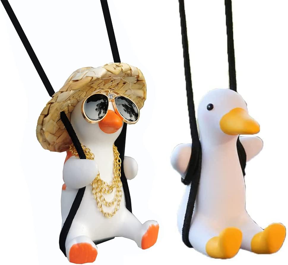 Cute Swing Duck Car Pendant, Swinging Duck Car Hanging Ornament 2Pcs
