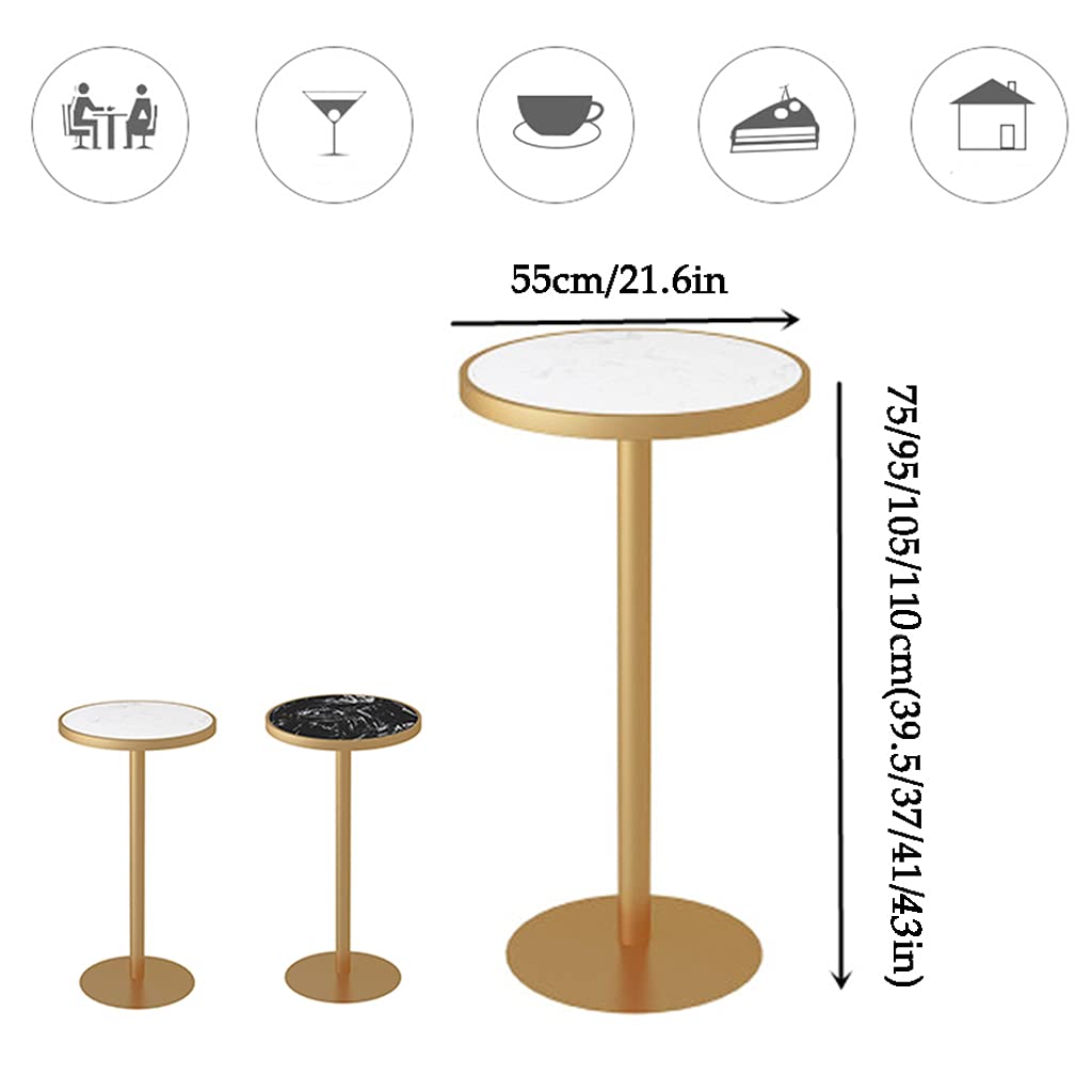 Table de bar ronde en marbre blanc – Table de bistrot pour cuisine, salle à manger, cafétéria, jardin et terrasse – Meuble haut élégant pour la maison et les espaces extérieurs