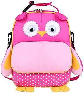 Yodo Playful 3-Way Kids Insulated Lunch Bag - Preschool Toddler Backpack,FDA-Approved Liner, Large Front Quick Access Pouch for Snacks or Knickknacks, Pink Owl