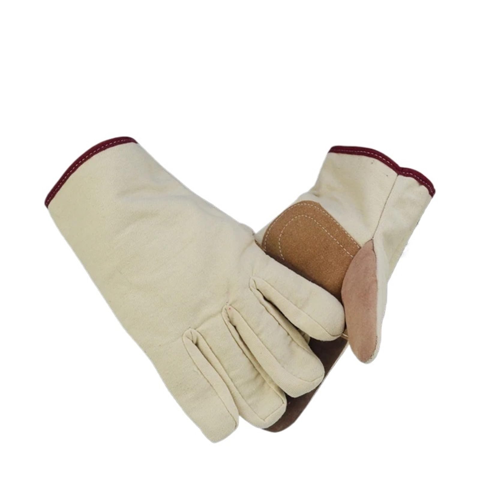Générique 10 Paires de Gants Travail en Toile, Paume Doigts Cuir, 250 mm