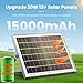 Solar Fan with Battery 15000 mAh and Timer - 25W Powered Exhaust Fan High Wind Speed Rainproof for Outdoor Greenhouse, Chicken Coop, Doghouses, Shed, Vent, Windows