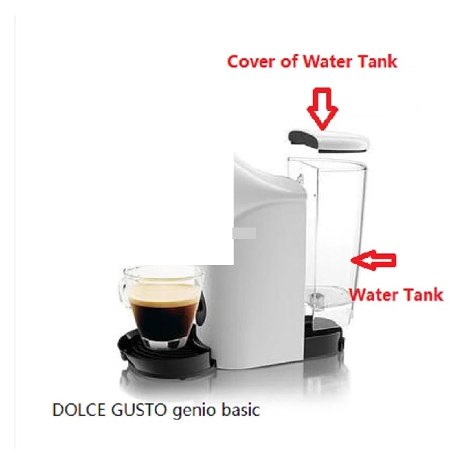 Depósito De Agua/Depósito De Agua Con Tapa, Compatible Con Krups, Cafetera DOLCE GUSTO Genio S(Red lid set)