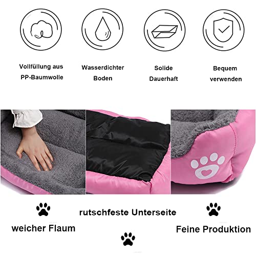 OUYUNKKA Hundebett Hundekissen (S, 43 x 32 cm) Viereckig Orange Hundesofa für Mittelgroße und Kleine Hunde und Katzen, Flauschig Weich Katzenbett Katzenkissen Hundebett für Französische Bulldogge