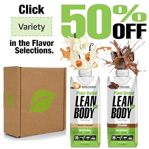 Image of Lean Body Ready-to-Drink, Plant-Based Vegan Taster Pack, 30g Protein, No Artificial Flavors, Sweeteners or Colors, Non GMO, Gluten Free, Premium Pea & Rice Blend (Pack of 2)
