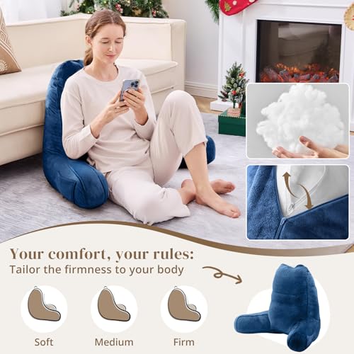 Image of Sasttie Reading Pillow for Bed, Back Pillow for Sitting Up, Navy