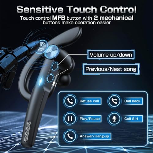 Image of EKVANBEL 5.3 Bluetooth Headphones Wireless with Mic, In Ear for Teams Meeting, Driving Headphones with 800mAh Charging Case, 120 Hours Standby Time Earpiece, Fit for Call in Working