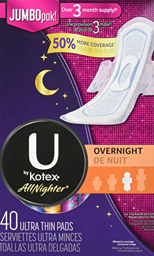 Image of U by Kotex Sanitary Napkin, Allnighter Overnight Ultra Thin, 40 Pads
