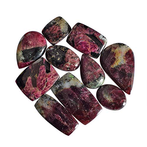 Eudialyte rouge naturel de Russie 134 CTW : lot de 10 cabochons cœur