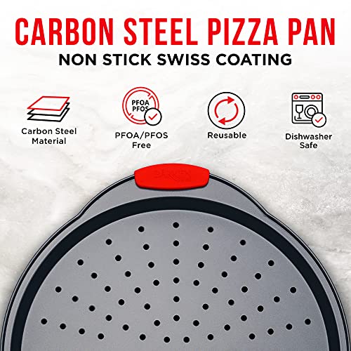 image for Bakken- Swiss Pizza Tray – 2 Round with Silicone Handles – Carbon 