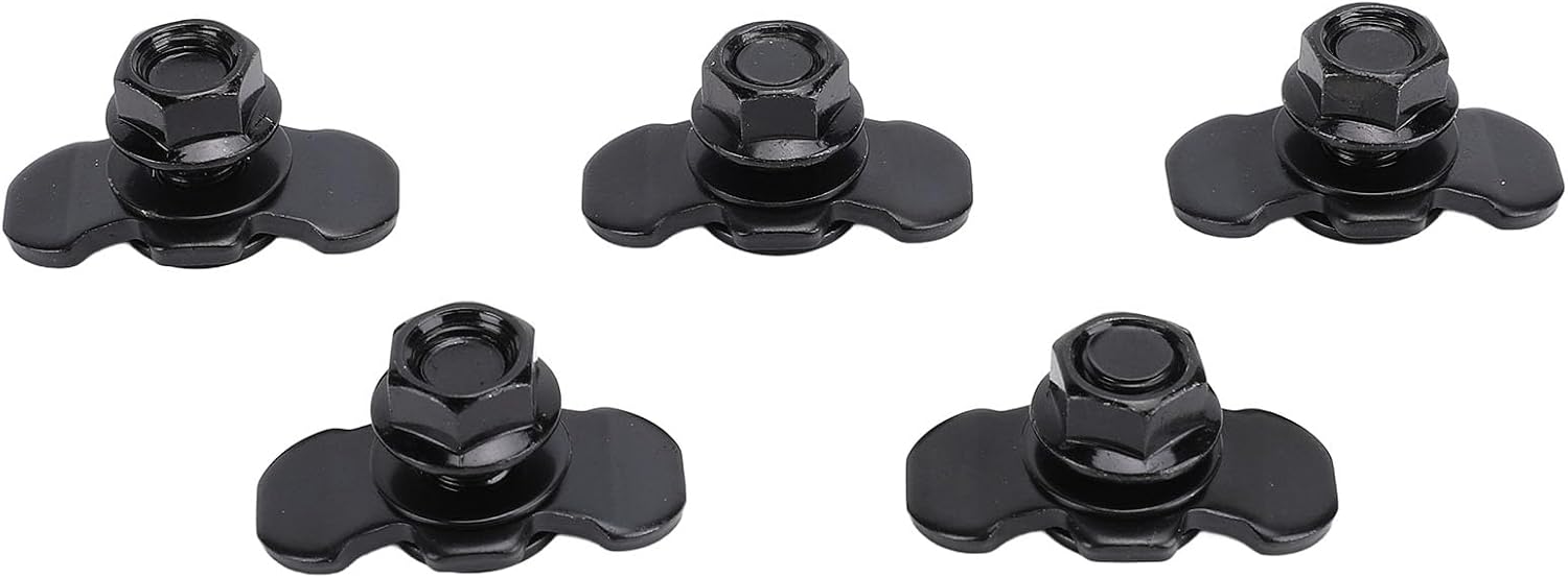 5 Pcs L Track Threaded Bolt Double Stud Fitting, M10x20mm L Track Double Lug Threaded Stud Nut Fitting Tie Down, for Truck Bed Trailer Cargo Control Pickup RV ATV (Black)