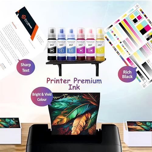 Image of Duplex DTC Refill Ink 057 Compatible with Epson L8050, L18050, L8150W Printer (057 Black Ink 6 Pcs)