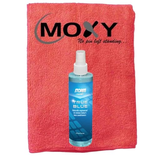 Bowlerstore Products Storm True Bue Bowling Ball Cleaner 8oz Spray Bottle with Moxy Micro Fiber Cleaning Towel (Red)