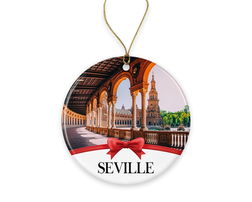 TunlaStore Seville Christmas Ornament, Christmas Ornaments Travel Souvenir Collection Gift for Family, Christmas Tree Ornament City Travel, Seville