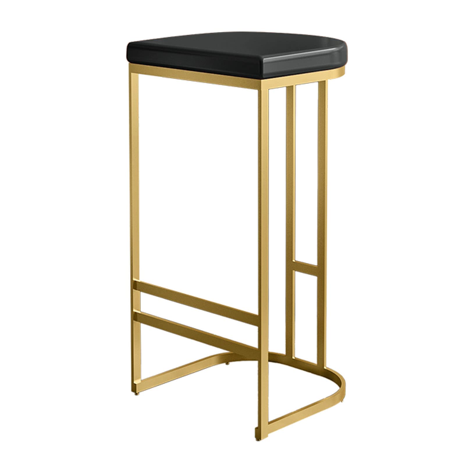 KLZUOPT Luxury Barstool Breakfast Kitchen Bar Stool Stylish Faux Leather Counter Height Chair Thick Padded with Footrest, High Back Breakfast Chair for Home,Black Cushion,75cm Sitting Height