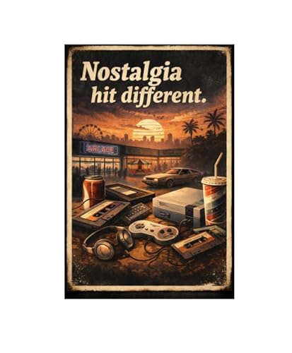 Nostalgia Hit Different Metal Tin Sign, …