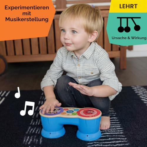 Baby Einstein 12610 Hape Upbeat Tunes Magic Touch Holztrommel, Musikspielzeug aus Holz, mit 6 Melodien, Mehrfarbig – Ansicht 2