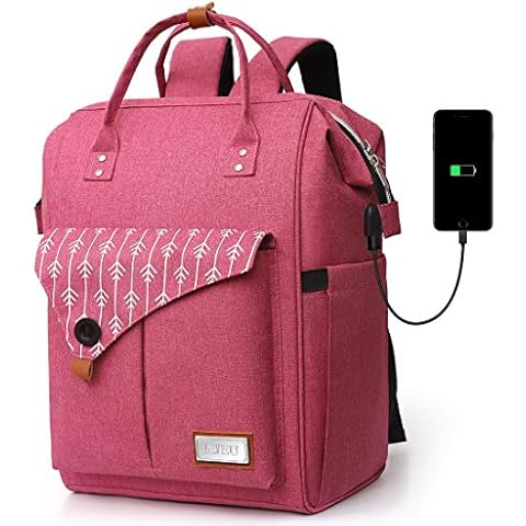 Laptop Backpack 15.6 Inch School Bag Water Repellent Wide Open Travel Backpack with USB Port, Rucksack for Women (H11-Purple) Cover